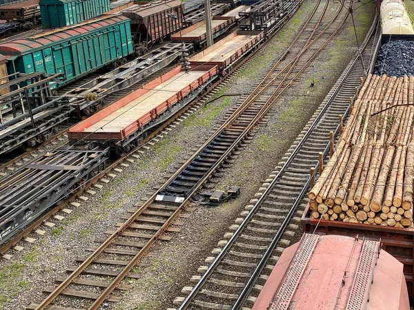 Vagones Ferroviarios Con Carga Metal Grano Puerto Odessa Los Trenes — Foto de Stock