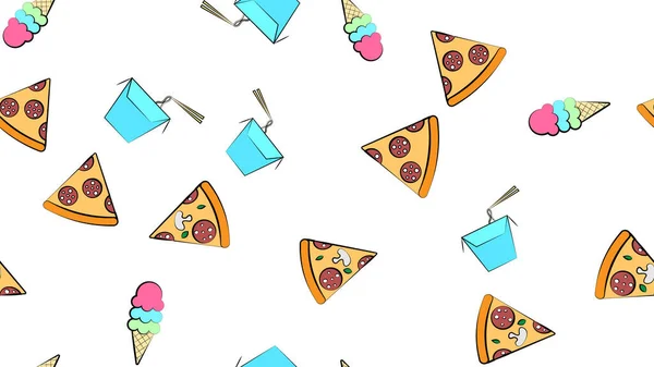 Padrão Sem Emenda Sem Fim Diferentes Deliciosas Pizzas Quentes Saudáveis —  Vetores de Stock