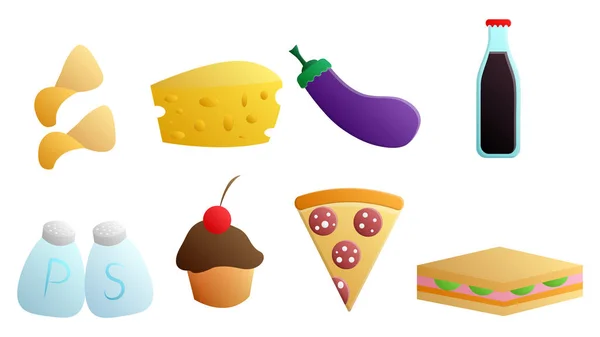 Set Von Acht Symbolen Für Köstliche Speisen Und Snacks Für — Stockvektor