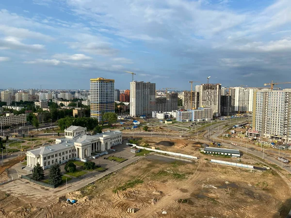 Blick Aus Der Höhe Auf Eine Moderne Großbaustelle Mit Hohen — Stockfoto