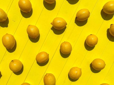 Sarı arka plan görünümlü sarı limonlu turunçgil deseni.