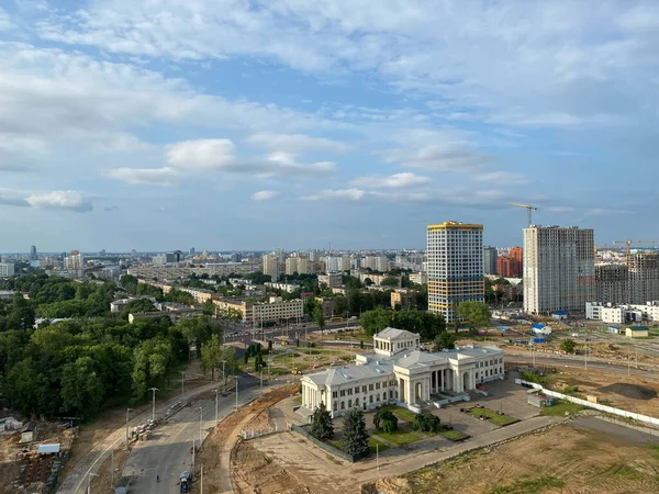 Строительный Кран Рядом Строящимся Домом Высоты Вид Воздуха — стоковое фото