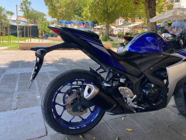 Motosiklet arka tekeri yakın görüş. Motokros.