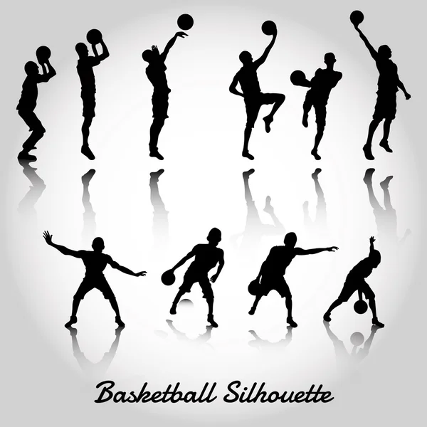 Angriff und Verteidigung Basketbal Silhouette — Stockvektor