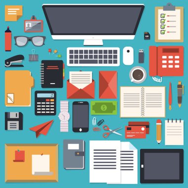 ofis Resepsiyon Kırtasiye düz nesne