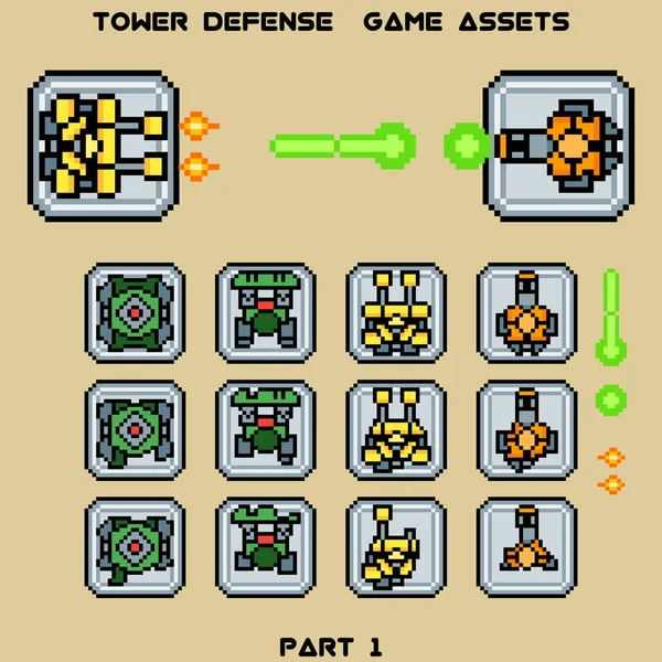 塔防御游戏资产第 1 部分 — 图库矢量图片