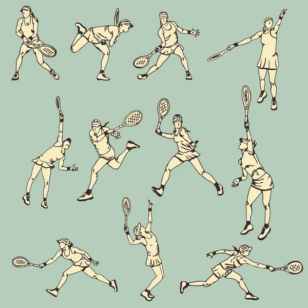 Femme Tennis Action Sport — Image vectorielle