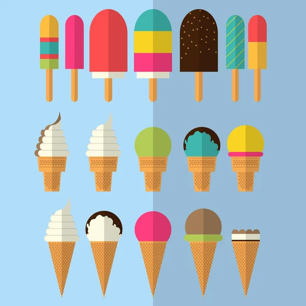 Flat Design Ice Cream Colletcion — Stock Vector