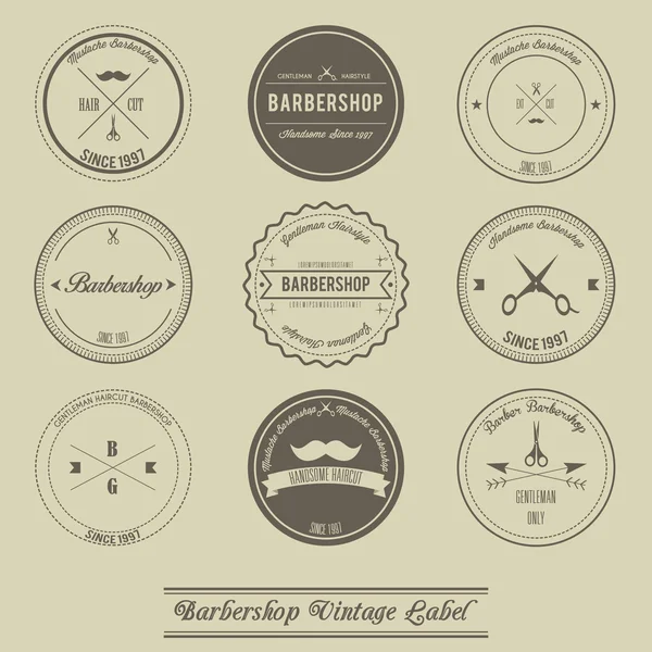 Barbería diseño de etiquetas vintage — Vector de stock