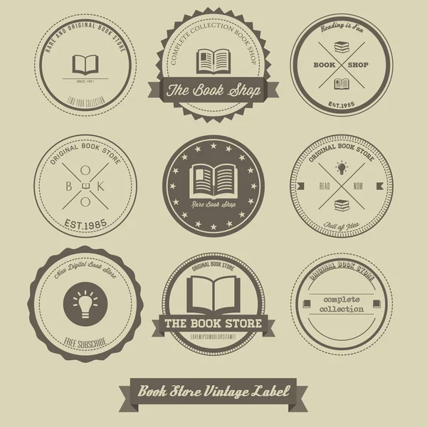 Book Store Vintage Label — Stock Vector