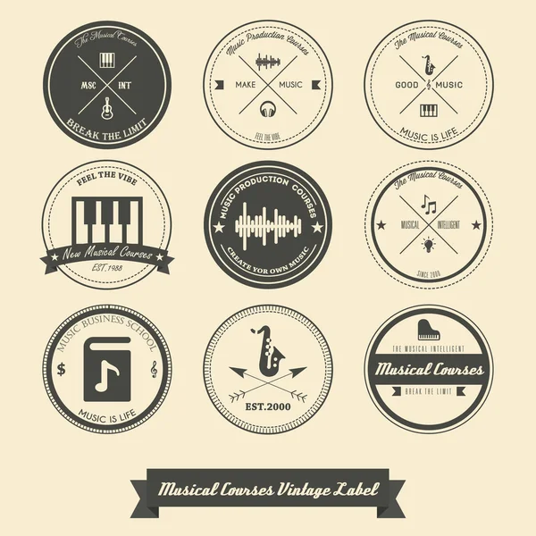 Curso de música Vintage Label — Vector de stock