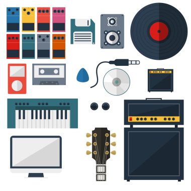 Benim müzik stüdyo alet düz tasarımı