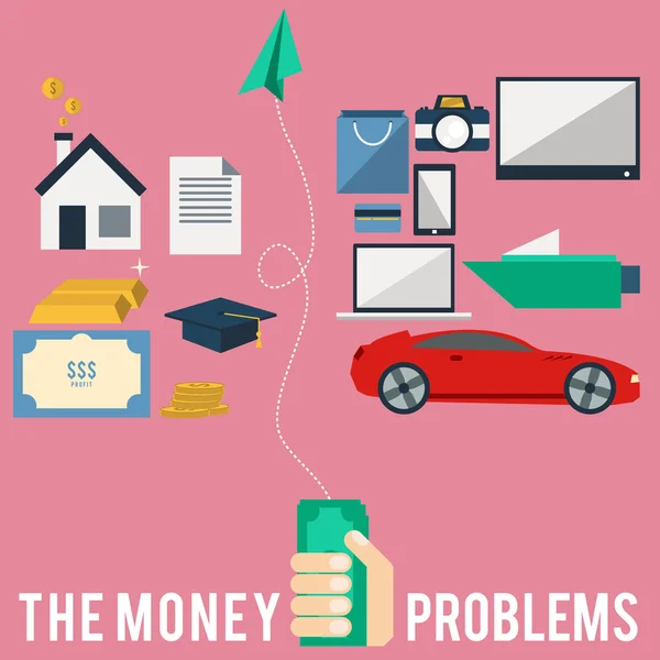 The creative flat design icon of money problems — Stock Vector