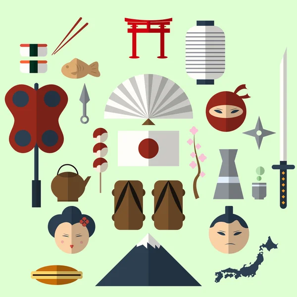 Japon düz tasarım simgesi — Stok Vektör
