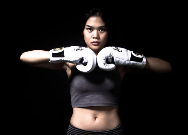 Asiático mujer boxeador — Foto de Stock