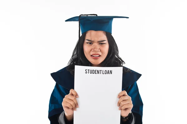 女学生不满她助学贷款 — 图库照片