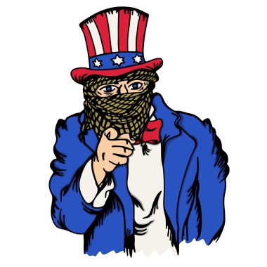 İzole karikatür sahte görsel ikizi Sam Amca