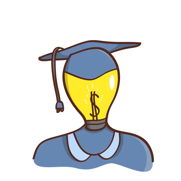 Isolado cartoon lâmpada cabeça faculdade graduado —  Vetores de Stock