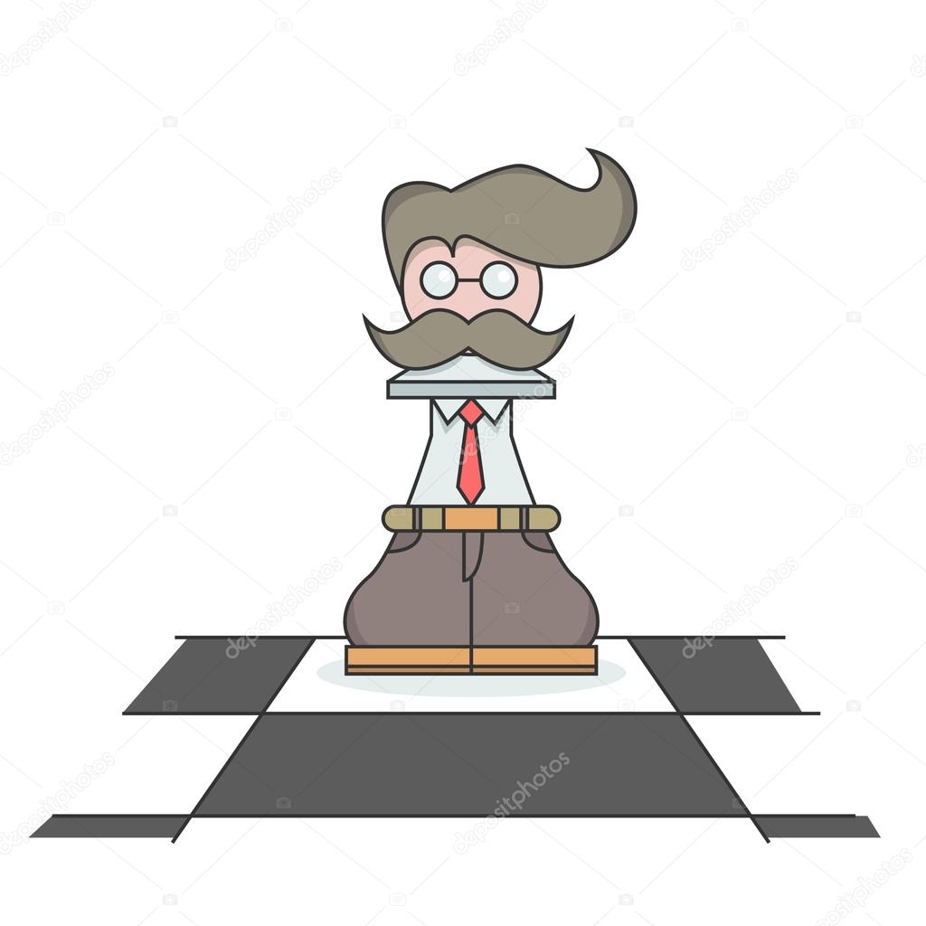 Isolated cartoon the busy executive chess pawn
