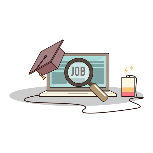 Isoliert cartoon college grade online job suche — Stockvektor