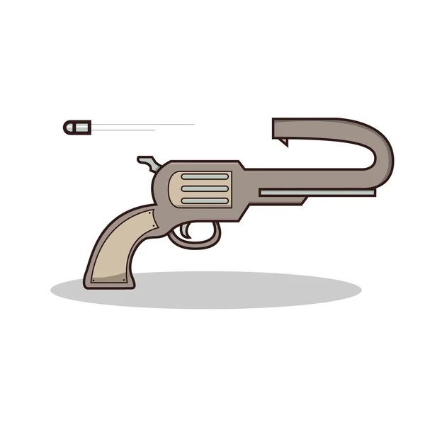 Pistola de caricatura aislada en llamas — Vector de stock