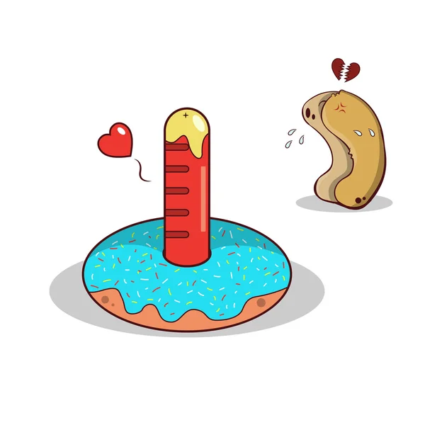 Isolation Cartoon Hot Dog Wurst Betrug mit Donuts — Stockvektor