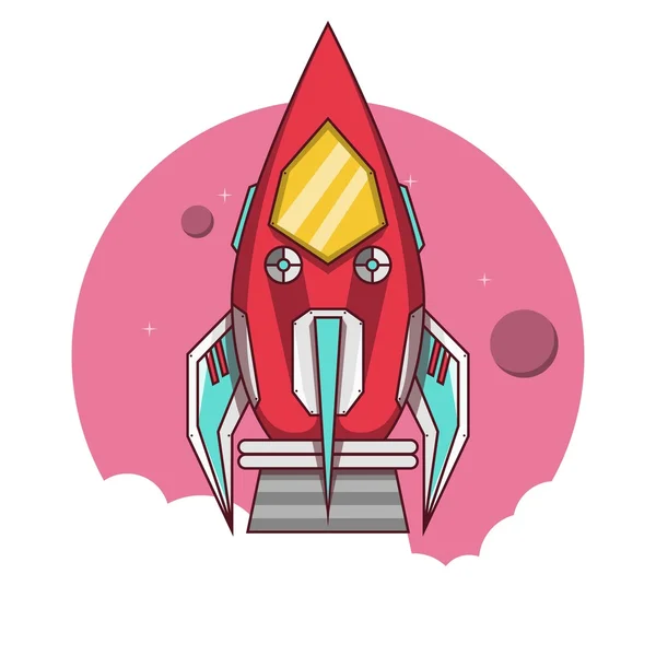 红色火箭起飞到空间 — 图库矢量图片