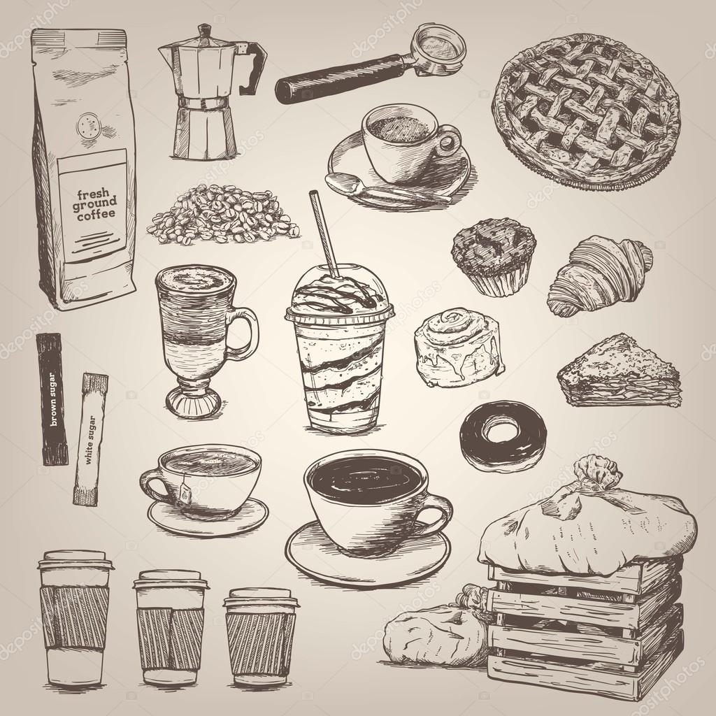 Coffee shop vintage design element