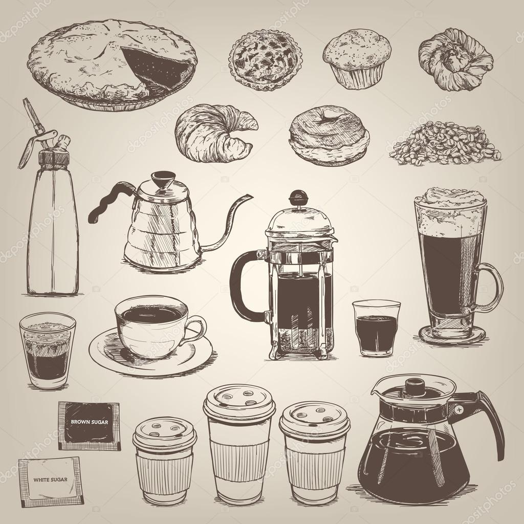 Coffee shop vintage design element