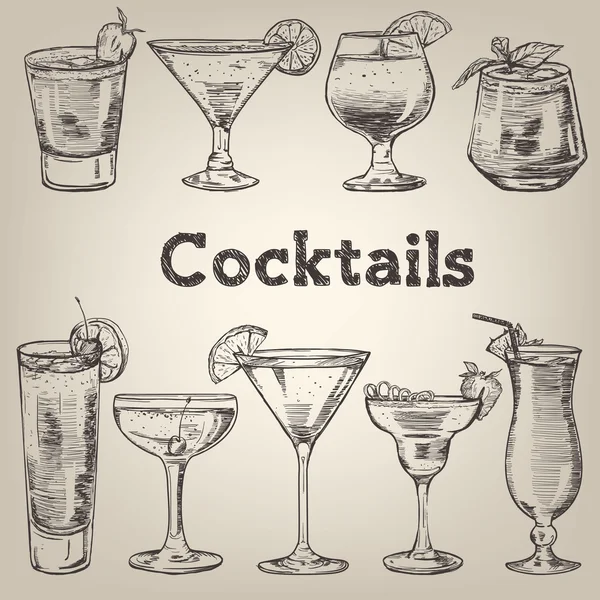 Collezione di cocktail vintage per il design del ristorante — Vettoriale Stock
