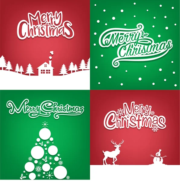 Τέσσερις Χριστουγεννιάτικη κάρτα συλλογή για Ευχετήρια κάρτα — Διανυσματικό Αρχείο