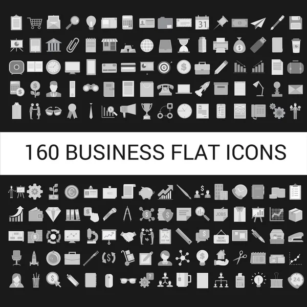 160 Business Flat Icons Collection — Stock Vector