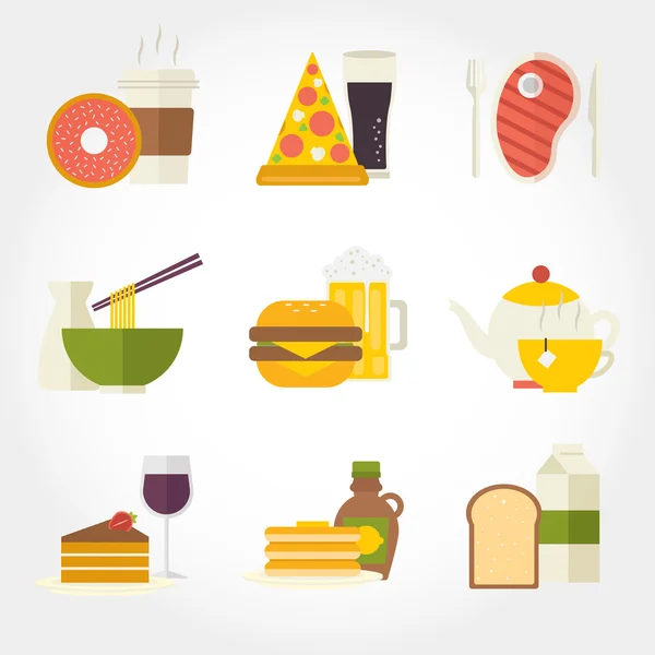 Comida y bebidas icono de diseño plano — Vector de stock