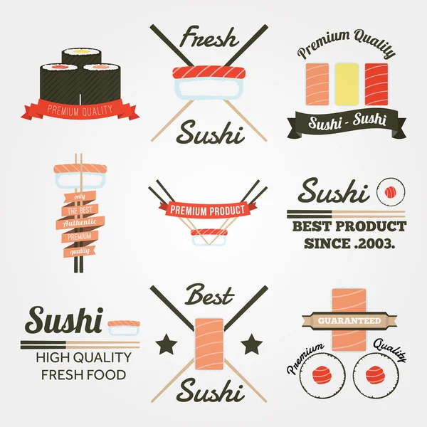 Sushi platte ontwerp vintage label — Stockvector