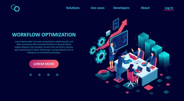 Vektor Von Geschäftsleuten Ein Team Das Der Optimierung Des Workflowmanagements — Stockvektor