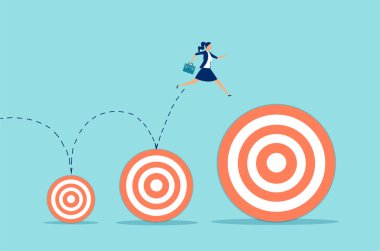 Bir iş kadınının vektörü kariyer hedeflerini yükseltiyor.