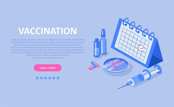 Conceito Vacinação Vetor Frascos Para Injetáveis Seringa Calendário —  Vetores de Stock
