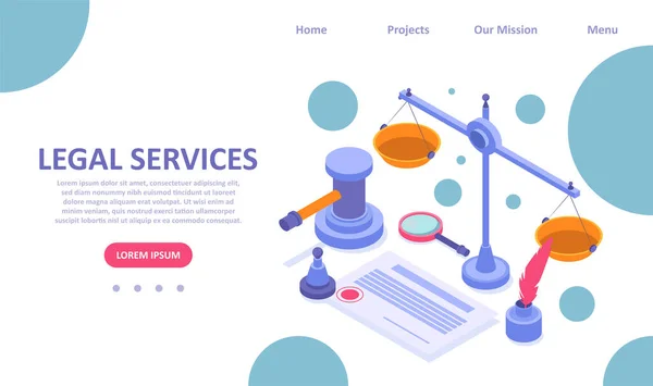 Plantilla Landing Page Vectorial Servicios Legales — Vector de stock