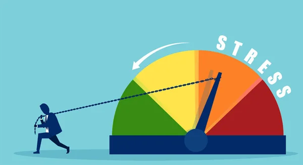 Vecteur Homme Affaires Essayant Réduire Niveau Stress Travail — Image vectorielle