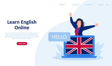 Çevrimiçi kursların ve dil okullarının vektör web sayfası şablonu