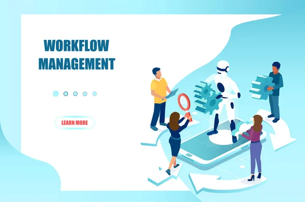 Optimering Arbetsflöden Och Företagsledning Med Hjälp Konceptet Artificiell Intelligens — Stock vektor