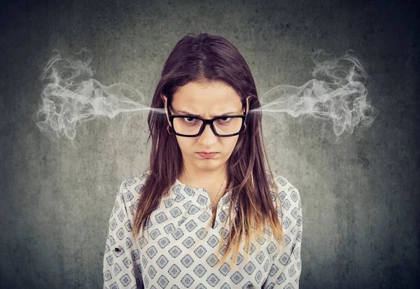 Angry Young Fuming Woman Feeling Frustrated — Stock Photo, Image