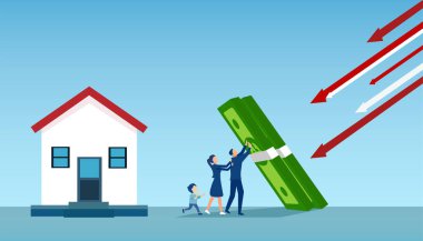 Gayrimenkul piyasası ve ekonomik krize karşı genç bir ailenin vektörü 