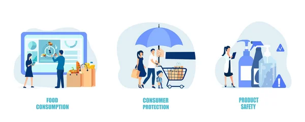 Verbraucherschutz Produktsicherheit Und Käuferrechte Vektor Für Sichere Einkäufe — Stockvektor