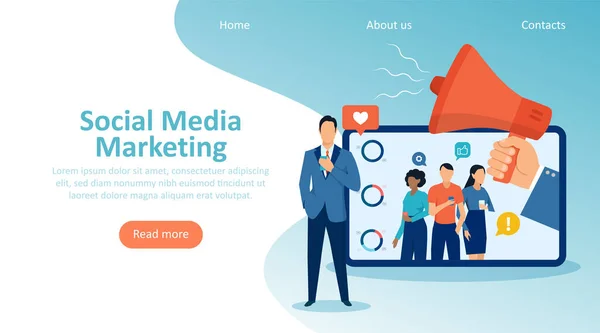 Conceito Marketing Mídia Social Digital Landing Page —  Vetores de Stock