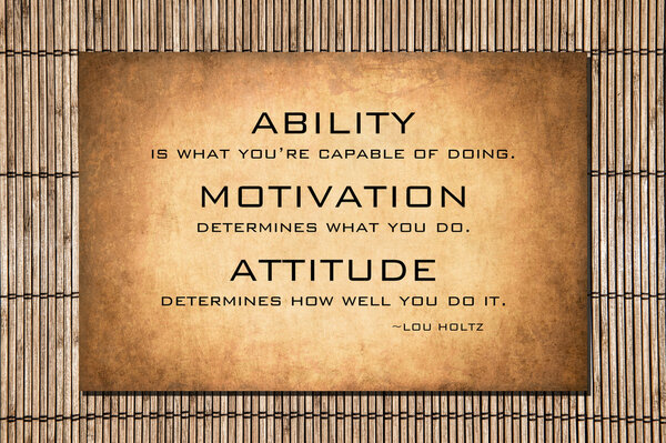 Lou Holtz Motivational quote over bamboo