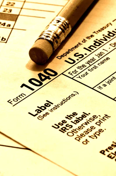 Tax form with pencil — Stock Photo, Image