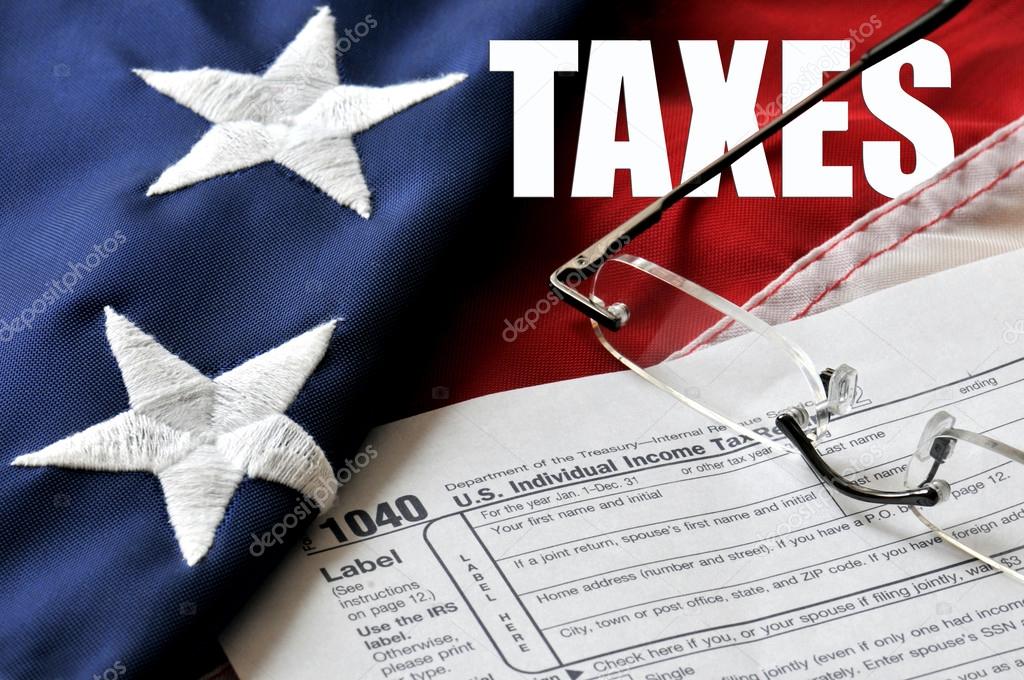 Tax form on american flag