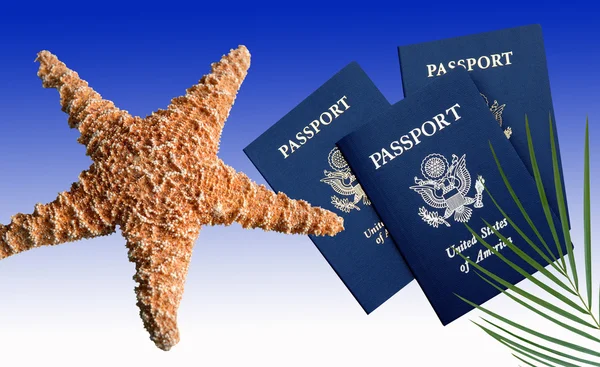 Rozgwiazdy i amerykański paszportów — Zdjęcie stockowe