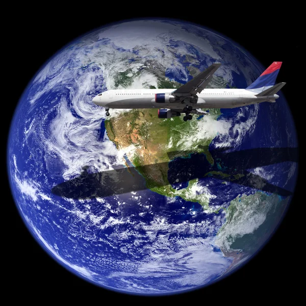 Avião e Sombra com a Terra — Fotografia de Stock